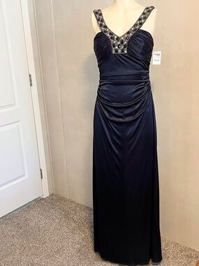 Charlotte Russe Navy Maxi Dress with Beaded V-Neck